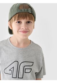 4f - 4F T-shirt z nadrukiem chłopięcy - szary 128 (7-8 lat). Okazja: na co dzień. Kolor: szary. Materiał: dzianina, bawełna, wiskoza, jersey, materiał. Wzór: nadruk. Sezon: lato. Styl: klasyczny, sportowy, casual