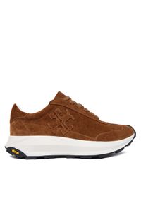 Tory Burch Sneakersy Tory Trainer 170914 Brązowy. Kolor: brązowy. Materiał: zamsz, skóra