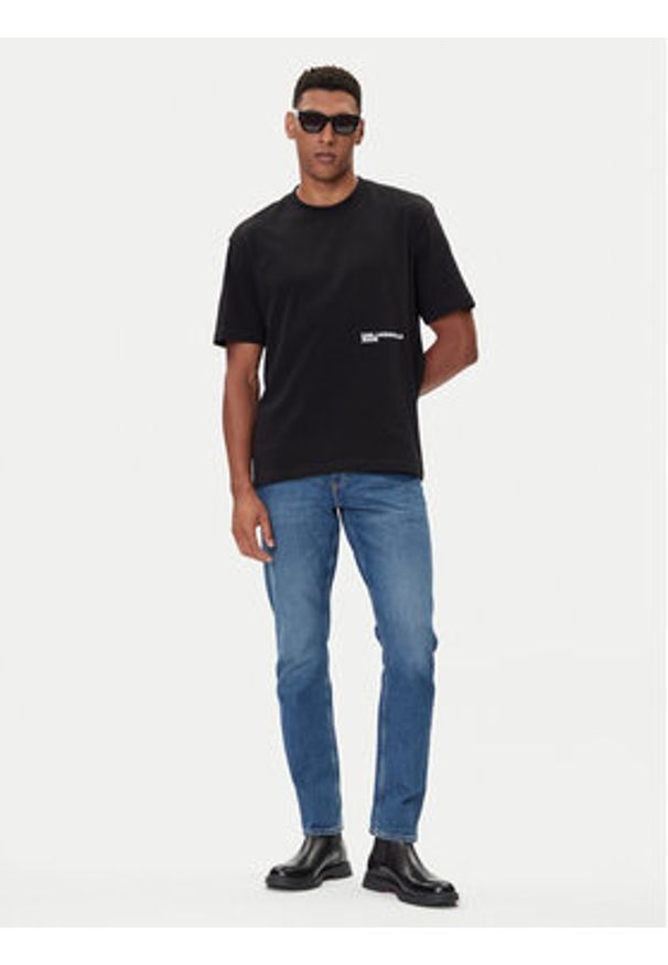 Karl Lagerfeld Jeans T-Shirt A4M17030 Czarny Relaxed Fit. Kolor: czarny. Materiał: bawełna