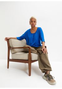 bonprix - Bluzka oversize z mieszanki wiskozy. Kolor: niebieski. Materiał: wiskoza
