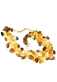 Samba Gems - SAMBA Naszyjnik, cytryn i tygrysie oko. Materiał: z brązu, z mosiądzu, metalowe, pozłacane, złote. Wzór: geometria, aplikacja. Kamień szlachetny: cytryn #1