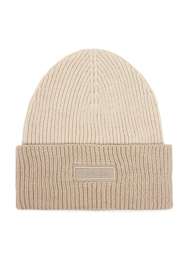 Calvin Klein Czapka LV04D8029G Écru. Kolor: kremowy. Materiał: wełna
