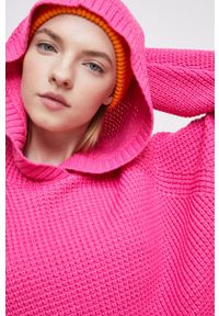 medicine - Medicine sweter damski kolor różowy. Typ kołnierza: kaptur. Kolor: różowy. Materiał: materiał. Długość rękawa: długi rękaw. Długość: długie #5