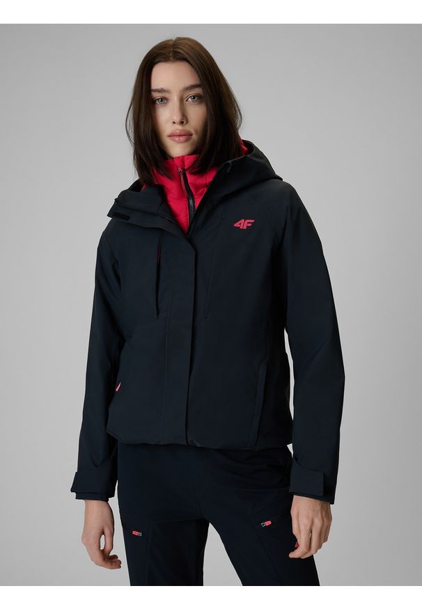 4f - 4F Kurtka trekkingowa membrana 10000 damska - czarna XS. Kolor: czarny. Materiał: tkanina, materiał. Długość rękawa: raglanowy rękaw. Sezon: lato. Sport: turystyka piesza