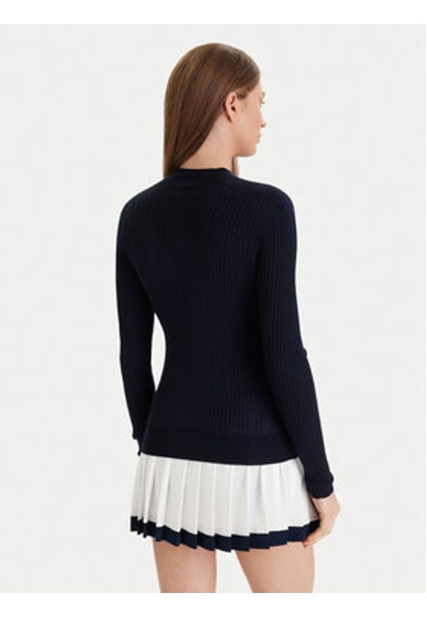 Lacoste Sweter AF4189 Granatowy Slim Fit. Kolor: niebieski. Materiał: wełna