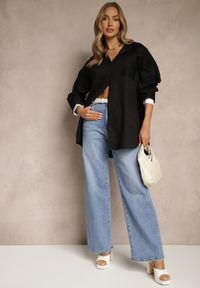 Renee - Czarna Bawełniana Koszula Typu Oversize Ronmira. Okazja: na co dzień. Kolor: czarny. Materiał: bawełna. Styl: casual, elegancki #5