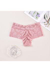 Intica - Koronkowe brazyliany z szerokim pasem na co dzień So. Kolor: różowy. Materiał: koronka. Wzór: koronka