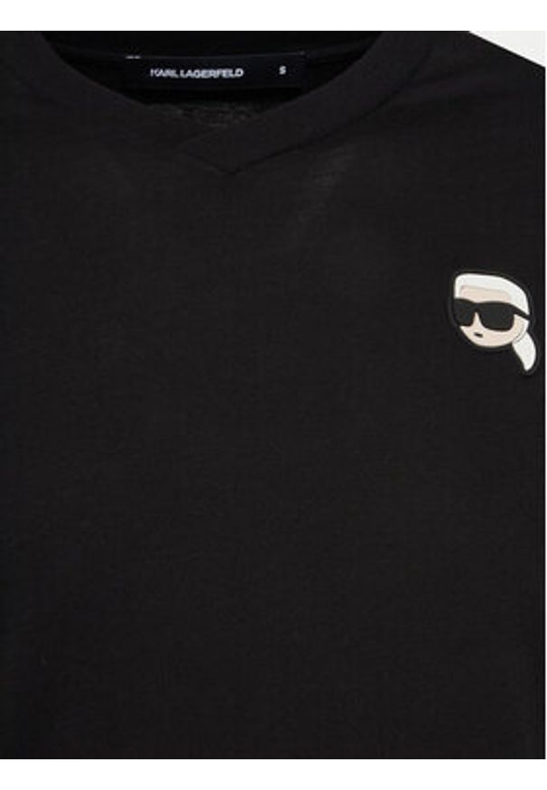 Karl Lagerfeld - KARL LAGERFELD T-Shirt 755021 552224 Czarny Regular Fit. Typ kołnierza: dekolt w karo. Kolor: czarny. Materiał: bawełna