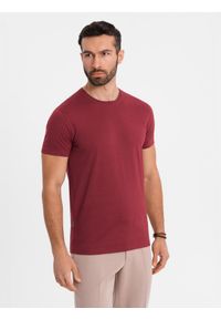 Ombre Clothing - Klasyczny T-shirt męski bawełniany BASIC - bordowy V16 OM-TSBS-0236 - XXL. Okazja: na co dzień. Kolor: czerwony. Materiał: bawełna. Styl: klasyczny #7