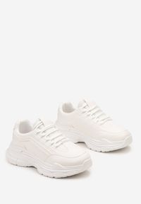 Born2be - Białe Sneakersy na Grubej Podeszwie z Materiałowymi Wstawkami Kendria. Kolor: biały. Materiał: materiał #3