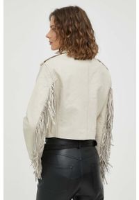 2NDDAY ramoneska skórzana damska kolor beżowy przejściowa. Kolor: beżowy. Materiał: skóra. Wzór: gładki #5