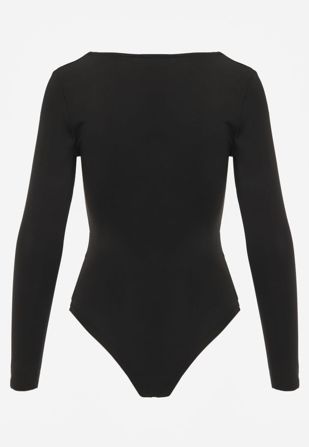 Renee - Czarne Body z Kwadratowym Dekoltem Macotte. Typ kołnierza: dekolt kwadratowy. Kolor: czarny. Materiał: jeans, skóra, materiał, wiskoza. Długość rękawa: długi rękaw. Długość: długie. Styl: elegancki