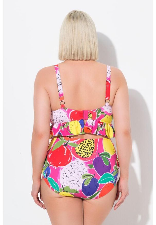 ULLA POPKEN - Damskie Bikini owoce miękkie miseczki regulowane ramiączka z recyklingu. Kolekcja: plus size. Kolor: różowy. Materiał: poliester, elastan, poliamid, materiał