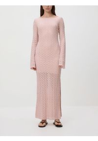 Reserved - Sukienka z wiązaniem na plecach - pastelowy róż. Kolor: różowy. Materiał: dzianina #1