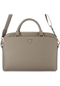 Bag Guess Grained Zipper Pocket Triangle Logo 15" brown