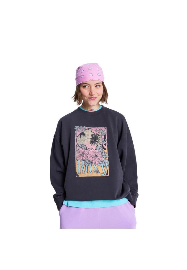 Roxy - Bluza dla Kobiety LINEUP TERRY Czarny. Kolor: szary. Materiał: poliester, bawełna, tkanina