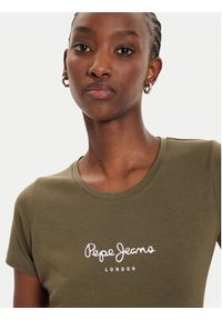 Pepe Jeans T-Shirt New Virginia PL505202 Zielony Slim Fit. Kolor: zielony. Materiał: bawełna #5