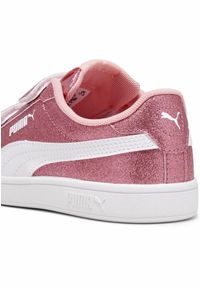 Puma - Dziecięce sneakersy Smash 3.0 Glitz Glam PUMA Peach Smoothie White Pink. Kolor: biały, różowy, wielokolorowy. Materiał: skóra, syntetyk, materiał. Szerokość cholewki: normalna