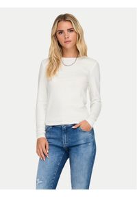 only - ONLY Bluzka Riley 15323159 Biały Slim Fit. Kolor: biały. Materiał: bawełna