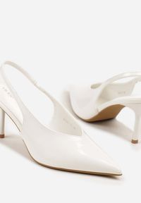 Renee - Białe Sandały Slingback Vices na Obcasie Typu Szpilka Tilionea. Kolor: biały. Materiał: jeans. Obcas: na obcasie. Styl: elegancki. Wysokość obcasa: średni #5