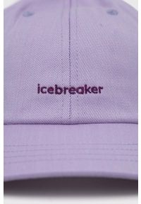 Icebreaker czapka z daszkiem kolor fioletowy z aplikacją. Kolor: fioletowy. Materiał: wełna, bawełna, materiał, włókno. Wzór: aplikacja #3