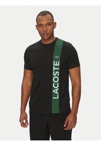Lacoste T-Shirt TH8938 Czarny Regular Fit. Kolor: czarny. Materiał: syntetyk