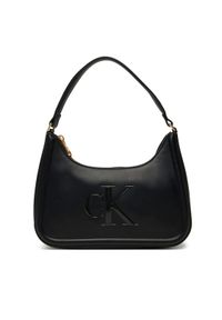 Calvin Klein Torebka Bold Ck Small Shoulder Bag LV04F3230G Czarny. Kolor: czarny. Materiał: skórzane