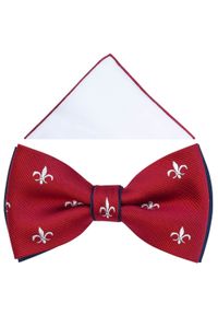 Modini - Czerwona mucha w ornamenty - lilijki harcerskie A314. Kolor: czerwony. Materiał: poliester, tkanina. Styl: elegancki #1