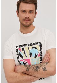 Pepe Jeans - T-shirt Mac. Okazja: na co dzień. Kolor: biały. Wzór: nadruk. Styl: casual