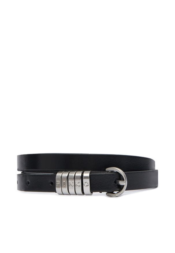 Pinko - PINKO Pasek Damski Saddle Belt H1,2 20252 PLT01 105479.A1AC Czarny. Kolor: czarny. Materiał: skóra