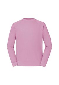 FRUIT OF THE LOOM - Męska Klasyczna Bluza Raglanowa. Kolor: różowy. Długość rękawa: raglanowy rękaw