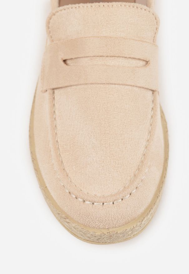 Born2be - Beżowe Mokasyny Ozdobione Plecionką Fennata. Kolor: beżowy. Wzór: aplikacja. Styl: boho, klasyczny