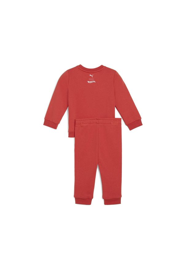 Puma - Zestaw dresowy dla małych dzieci Minicats PUMA × HOT WHEELS™ PUMA Red Fire. Okazja: na uczelnię. Kolor: czerwony. Materiał: dresówka. Wzór: nadruk