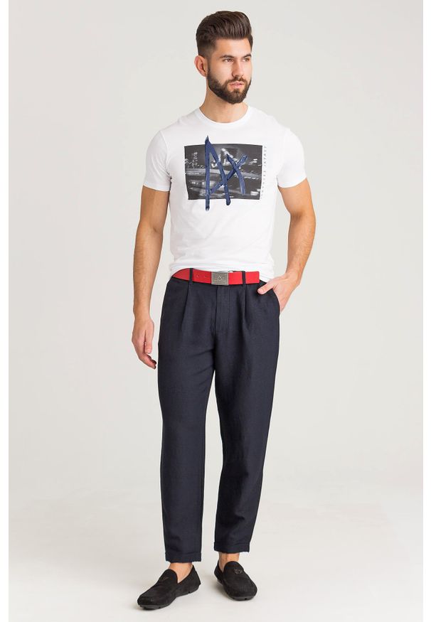 Niebieskie spodnie Armani Exchange z aplikacjami
