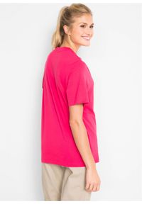 Długi shirt z dekoltem w szpic (5 sztuk), krótki rękaw bonprix różowy hibiskus + jasnoszary melanż + biały + czarny + ciemnoniebieski. Kolor: czarny. Długość rękawa: krótki rękaw. Długość: krótkie. Wzór: melanż #3