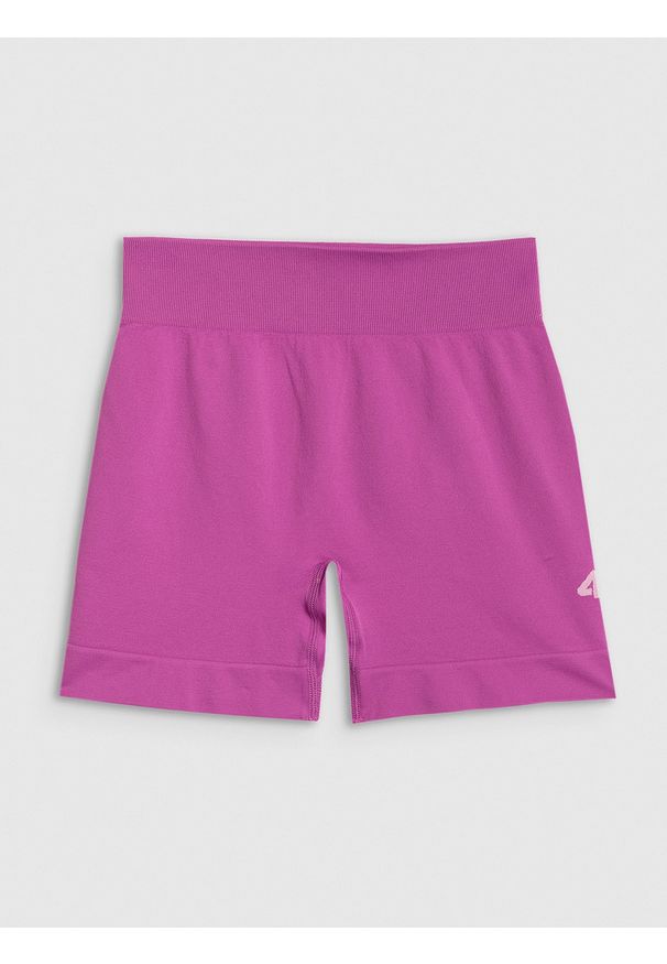 4f - 4F Legginsy krótkie sportowe bezszwowe dziewczęce - różowe 140/146 (9-11 lat). Stan: podwyższony. Kolor: różowy. Materiał: materiał. Długość: krótkie. Sezon: lato. Styl: sportowy