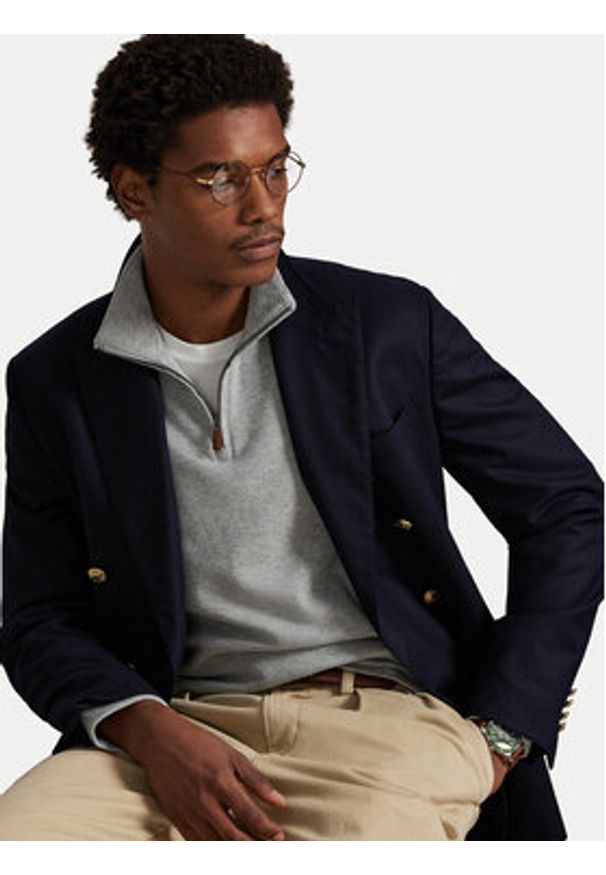 Polo Ralph Lauren Sweter 710P07411003 Szary Regular Fit. Typ kołnierza: polo. Kolor: szary. Materiał: bawełna