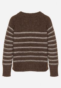 Born2be - Brązowy Sweter z Domieszką Wełny w Paski Lidavia. Okazja: na co dzień. Kolor: brązowy. Materiał: wełna. Wzór: paski. Styl: casual, klasyczny, elegancki #3