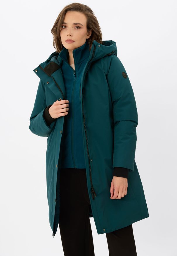 Volcano - Wodoodporny, zimowy płaszcz J-ISLA. Okazja: na co dzień. Materiał: puch, polar, syntetyk, materiał. Wzór: napisy. Sezon: zima. Styl: casual