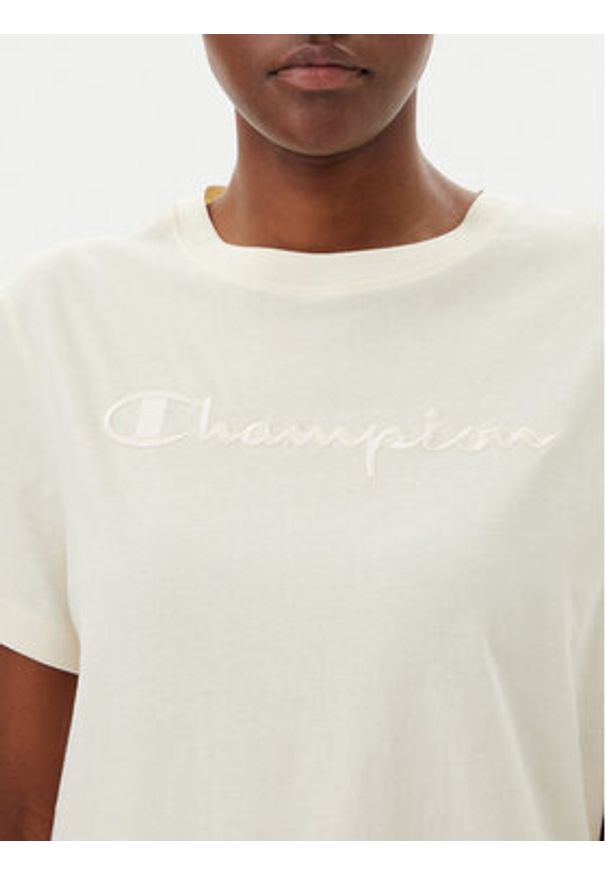 Champion T-Shirt 117650 Écru Slim Fit. Materiał: bawełna