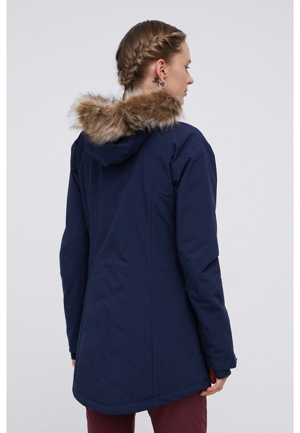 columbia - Columbia Kurtka damska kolor granatowy. Okazja: na co dzień. Kolor: niebieski. Materiał: futro. Styl: casual