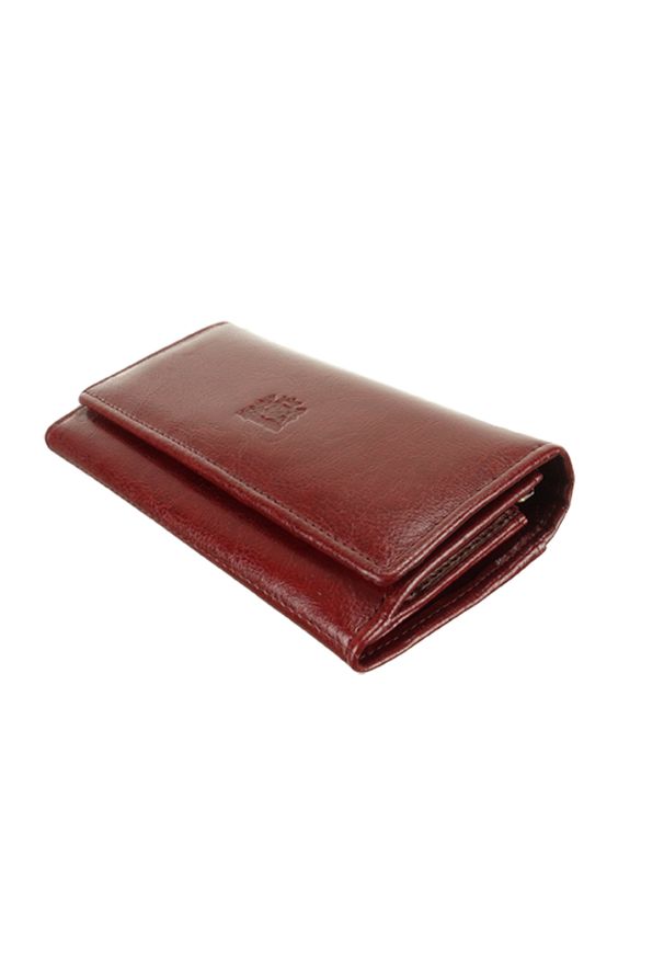 Perfekt Plus - PERFEKT PLUS P/35 A bigiel/zatrzask bordowy, portfel. Kolor: czerwony. Materiał: skóra