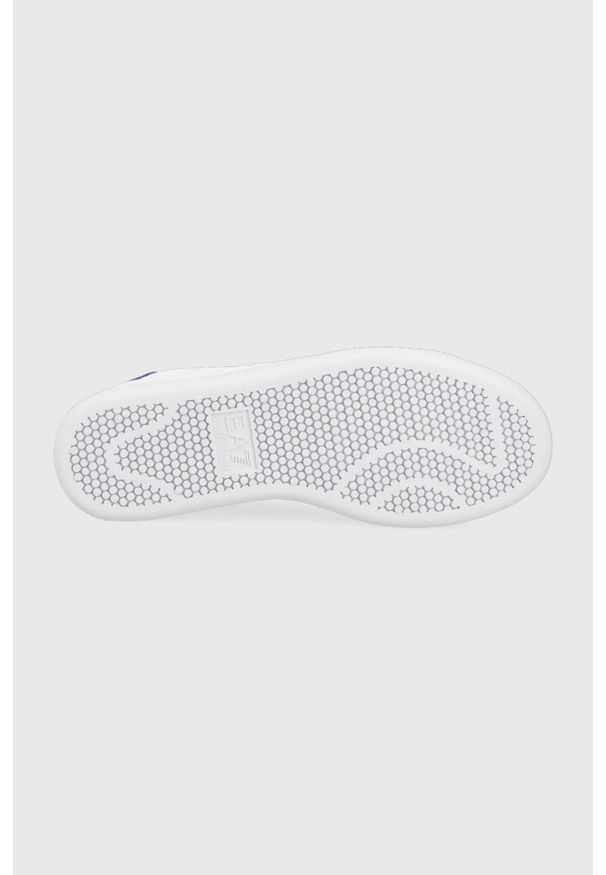 EA7 Emporio Armani buty skórzane kolor biały. Nosek buta: okrągły. Zapięcie: sznurówki. Kolor: biały. Materiał: skóra