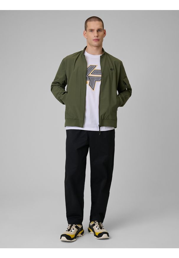 4f - 4F Kurtka przejściowa męska - khaki L. Okazja: na co dzień. Kolor: oliwkowy, brązowy, wielokolorowy. Materiał: materiał. Styl: casual, sportowy
