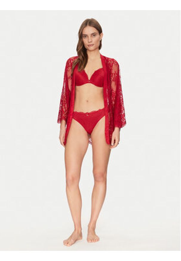 Hunkemöller Szlafrok Isabelle 300603 Czerwony. Kolor: czerwony. Materiał: syntetyk