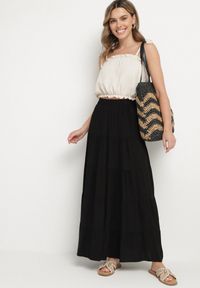 Born2be - Czarna Bawełniana Spódnica z Falbanami Nevione. Okazja: na co dzień. Kolor: czarny. Materiał: bawełna. Styl: klasyczny, casual, elegancki #4