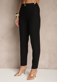 Renee - Czarne Casualowe Spodnie z Lnem z Gumką w Pasie Filanisse. Okazja: na co dzień. Kolor: czarny. Materiał: len. Styl: casual #4
