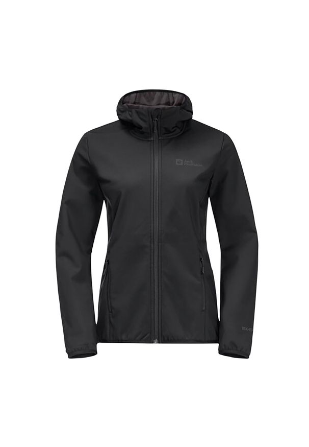Kurtka softshellowa damska Jack Wolfskin Bornberg Hoody. Kolor: czarny. Materiał: softshell. Sport: turystyka piesza