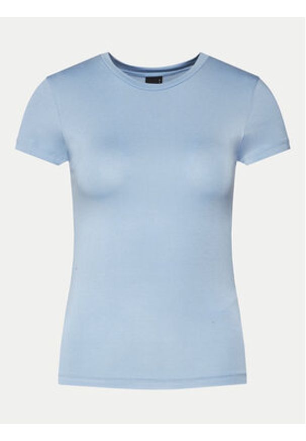 Gina Tricot T-Shirt 21287 Błękitny Slim Fit. Kolor: niebieski. Materiał: wiskoza