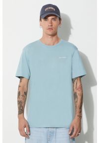 columbia - Columbia t-shirt bawełniany North Cascades kolor niebieski z nadrukiem. Okazja: na co dzień. Kolor: niebieski. Materiał: bawełna. Wzór: nadruk. Styl: casual